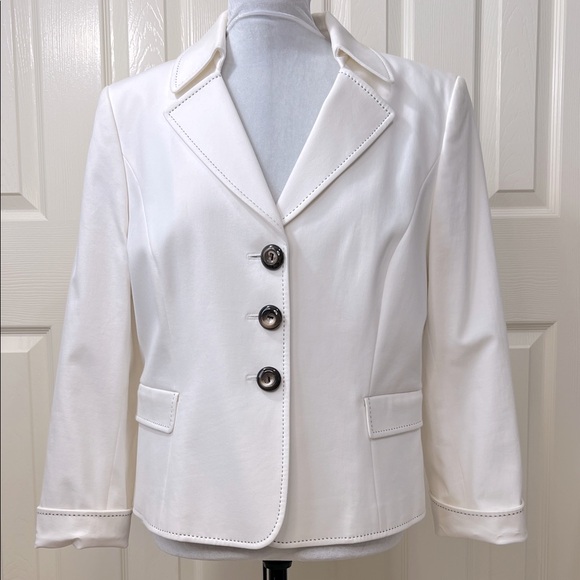 Tahari White Brown Jacket and Skirt Suit Sz 18 - Picture 1 of 14